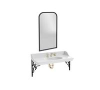 Pack plan vasque suspendu 3 trous Cléo 1889 + miroir + mélangeur croisillon or + siphon or