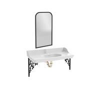 Pack plan vasque suspendu 3 trous Cléo 1889 + miroir + siphon or