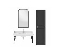 Pack plan vasque suspendu Cléo 1889 + colonne droite + miroir + robinet chromé + siphon chromé