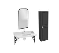 Pack plan vasque suspendu Cléo 1889 + colonne droite + miroir + robinet chromé + siphon chromé