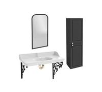 Pack plan vasque suspendu Cléo 1889 + colonne droite + miroir + siphon or