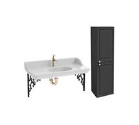 Pack plan vasque suspendu Cléo 1889 + colonne droite + robinet or + siphon or