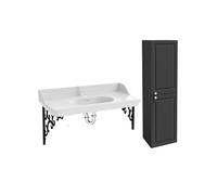 Pack plan vasque suspendu Cléo 1889 + colonne droite + siphon chromé