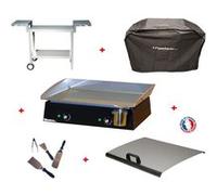 Pack plancha électrique PLANCHAELEC LUX 600 CARBON - CHARIOT ODEON 600 Inox G