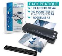 Pack Plastifieuse A4 + 100 pochettes A4 + 1 Rogneuse A4 Waytex Plastifieuse Compacte et Rapide, plastification A4 A5 A6 A7 G