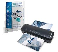 Pack Plastifieuse A4 Waytex + 100 pochettes multiformats (A4, A5, A6, cartes) - Plastification chaud/froid, chauffe rapide, 25 cm/min, levier antibourrage