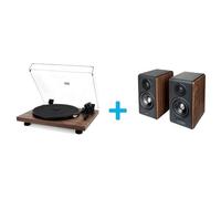 Pack platine vinyle JVC AL-F64T + 2 enceintes amplifiées Edifier S880DB MKII Noyer Vinyle