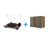 Pack platine vinyle JVC AL-F64T + 2 enceintes amplifiées Klipsch The Fives Walnut Vinyle