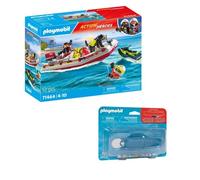 Pack PLAYMOBIL Bateau de pompier (71464) + Moteur (5159) - City Action - Les pompiers - Dès 4 ans