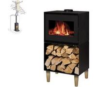 Pack Poêle à bois ANDREA 10 bûches 50cm + Kit Conduit 150 - Noir