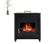Pack Poêle à bois NOA 9 bûches 50cm + Kit Conduit 150 - Noir