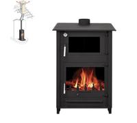 Pack Poêle à bois ROSA 10 bûches 50cm + Kit Conduit 150 - Acier