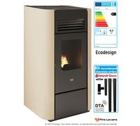 Pack Poêle à granulés Delia 9,5 kW + kit raccordement cheminée tourterelle