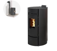 Pack Poêle à granules Interstoves LEANDRO 9 Etanche + Kit Conduit Ventouse (sortie façade) - Noir G