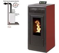 Pack poêle à granules MARINA 13 KW Etanche Concentrique Bordeaux + kit conduit sortie ventouse