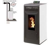 Poêle À Granules Marina 13kw Etanche Sortie Dessus + Conduit Ventouse - Blanc