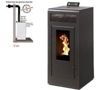 Pack Poêle à granules Interstoves MARINA 13 Etanche sortie Concentrique sur le dessus + Kit Conduit Ventouse (sortie façade) - Noir G