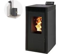 Pack Poêle à granules Interstoves MARINA 6 Etanche + Kit Conduit Ventouse (sortie façade) - Noir Noir G