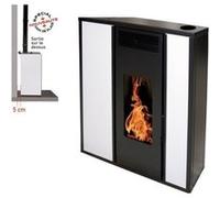 Pack Poêle à granules Interstoves TESSA 10 Etanche sortie Concentrique sur le dessus + Kit Conduit Vertical 80/125 - Blanc