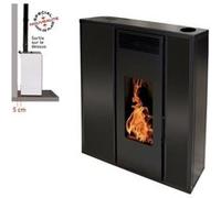 Pack Pole ˆ granules TESSA Concentrique 10KW Etanche extra-plat Noir + Kit Conduit Double Flux Intérieur Vertical Avant Tubage 80-125