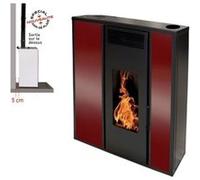 Pack Poêle à granules Interstoves TESSA 10 Etanche sortie Concentrique sur le dessus + Kit Conduit Vertical 80/125 - Bordeaux