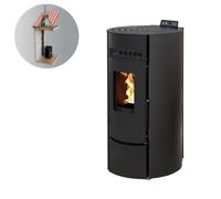 Pack Poêle à granules LEANDRO 9 Etanche + Kit Conduit 80/125 - Noir