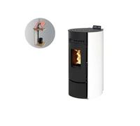 Pack Poêle à granules LEANDRO 9 Etanche + Kit Conduit Vertical 80/125 - Blanc