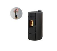 INTERSTOVES - Pack INTERSTOVES Poêle à granules LEANDRO 9 Etanche + Kit Conduit Vertical 80/125 - Noir