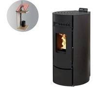 Pack Poêle à granules Interstoves LEANDRO 9 Etanche + Kit Conduit Vertical 80/125 - Noir G