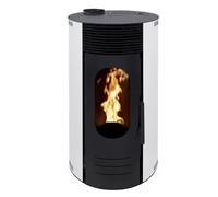 Pack Poêle à Granulés LUCA 9 Étanche sortie Concentrique sur le dessus + Kit Conduit sortie Ventouse - Blanc