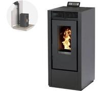 Pack Poêle à granules MARINA 11 Etanche + Kit Conduit Ventouse (sortie façade) - Noir Noir G