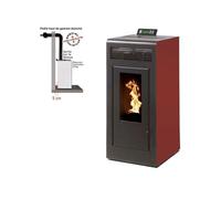 Pack poêle à granules MARINA 13 KW Etanche Concentrique Bordeaux + kit conduit sortie ventouse