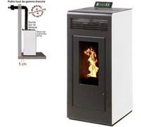 Pack Poêle à granules Interstoves MARINA 13 Etanche sortie Concentrique sur le dessus + Kit Conduit Ventouse (sortie façade) -