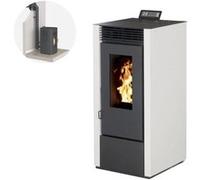 Pack Poêle à granules MARINA 14 Etanche + Kit Conduit Ventouse (sortie façade) - Blanc Blanc G