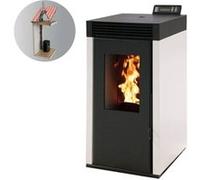 Poêle à granulés et pellets Interstoves Pack poêle à granules marina 6 kw etanche blanc + kit conduit 80/125
