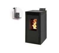 Poêle à granulés et pellets Interstoves Pack poêle à granules marina 8 kw etanche noir + kit conduit sortie ventouse