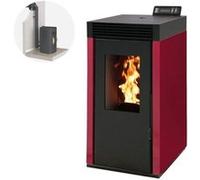 Interstoves Pack poêle à granules MARINA 8 KW Etanche Bordeaux + Kit Conduit Sortie Ventouse Bordeaux