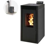 Pack Poêle à granules MARINA 8 Etanche + Kit Conduit Ventouse (sortie façade) - Noir Noir G