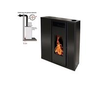 Poêle à granulés et pellets Interstoves Pack poêle à granules tessa 10 kw etanche concentrique noir + kit conduit ventouse