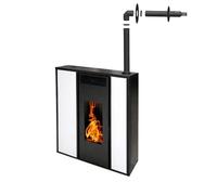 Pack Poêle à granules TESSA 10 kW Etanche Concentrique sur le dessus + Kit Conduit Ventouse - Blanc
