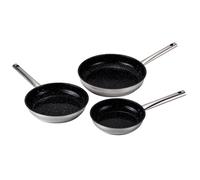 Pack poêle inox KitchenPro 20/24/28cm - Venteo - Revêtement céramique antiadhésif - Adaptée à tous les feux induction/vitro