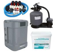 Pack Pompe à chaleur Piscine Poolex Q-Line 5 + By pass universel + Pompe de filtration + Filtre à sable + Verre Filtrant