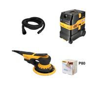 Pack ponceuse excentrique DEROS II 5650CV + aspirateur DEXOS 1230 M + tuyau + Abranet MIRKA