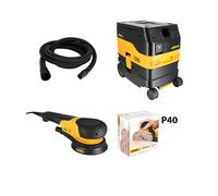 Pack ponceuse rotative Ø150mm DEROS RS 600 + aspirateur DEXOS 1217 M AFC + tuyau 4m + abrasifs MIRKA