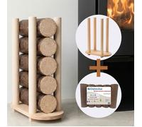 Pack Porte-bûches et 5 bûchettes compressées en Bois de hêtre
