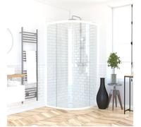 Pack porte de douche coulissante blanc de 89 à 90x190 cm + receveur - WHITY ROUND SLIDE