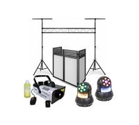 Pack Portique Lumière Ibiza - Régie DJ DS30 Façade - Machine Fumée LSM900W - 2 Lyres STAR-WASH 30W - Soirée Fête Dj Mariage Club Noir