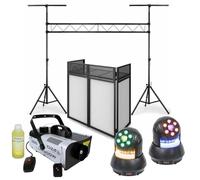 Pack Portique Lumière Ibiza - Régie DJ DS30 Façade - Machine Fumée LSM900W - 2 Lyres STAR-WASH 30W - Soirée Fête Dj Mariage Club Noir