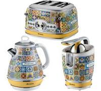 PACK Positano Bouilloire 1.7L + Grille-pain 4 fentes + Presse-agrumes 85W Design Rétro Multicolore G