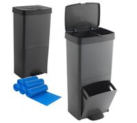 Pack Poubelle ou recyclage 70 L VERTICAL, 2 compartiments, poubelle à déchets Comprend un rouleau de 20 sacs poubelle de 30 l
